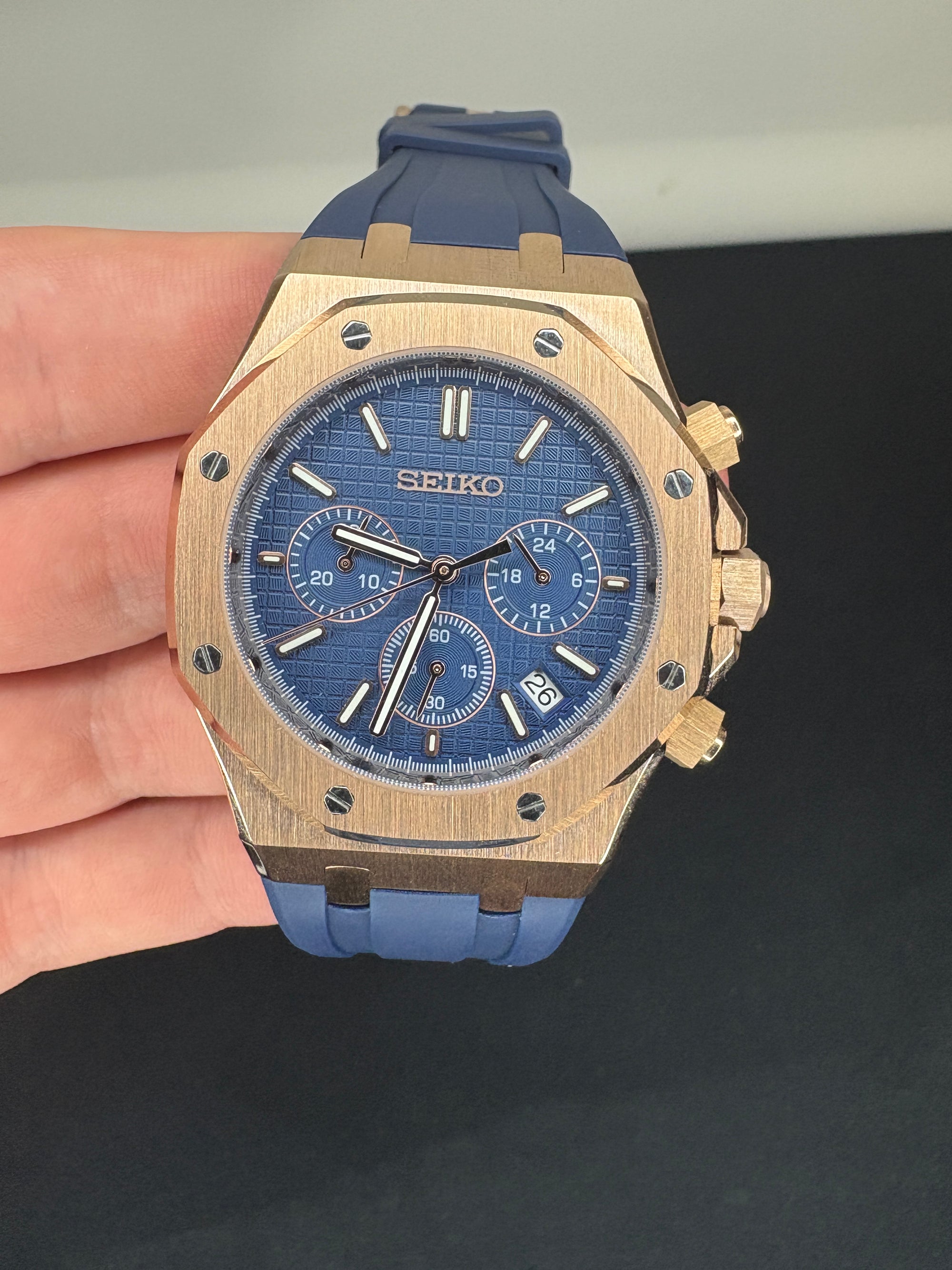 Royal Seikoak | Blue Dial Chronograph Rose Gold